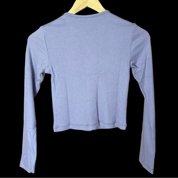 Outdoor Voices Cozy Ribbed Cropped Cardigan in Earl Grey Lavender XS NWT - Picture 3 of 5